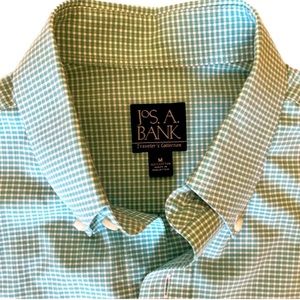🌿Jos. A. Bank Green/White Plaid Dress Shirt